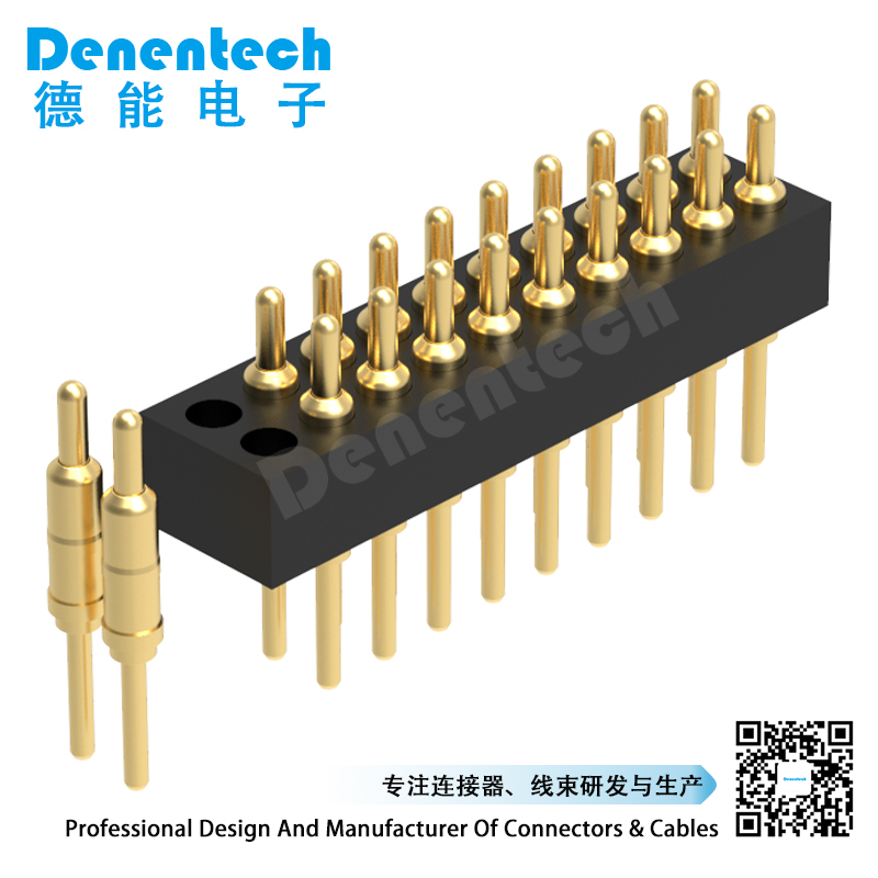 Denentech top quality 1.27MM pogo pin H2.0MM dual row male straight pogo pin waterproof czx